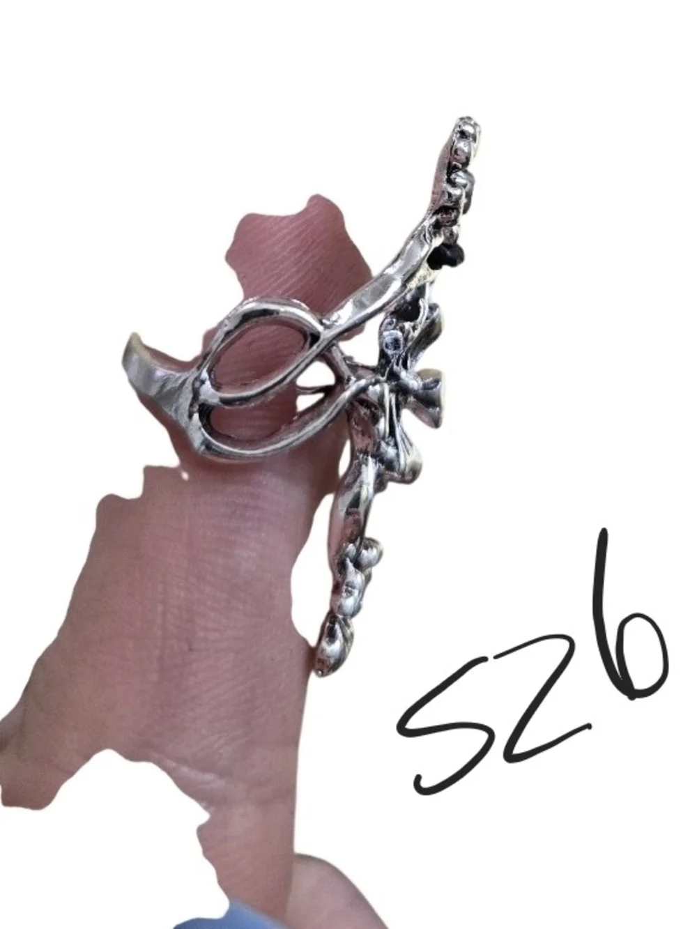 4/$15 Color: Silver Floral Vine Adjustable Ring - Women Jewelry Sz 6